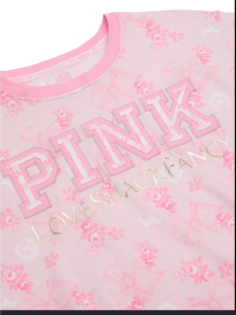 PINK X LOVESHACKFANCY CAMPUS COTTON TEE